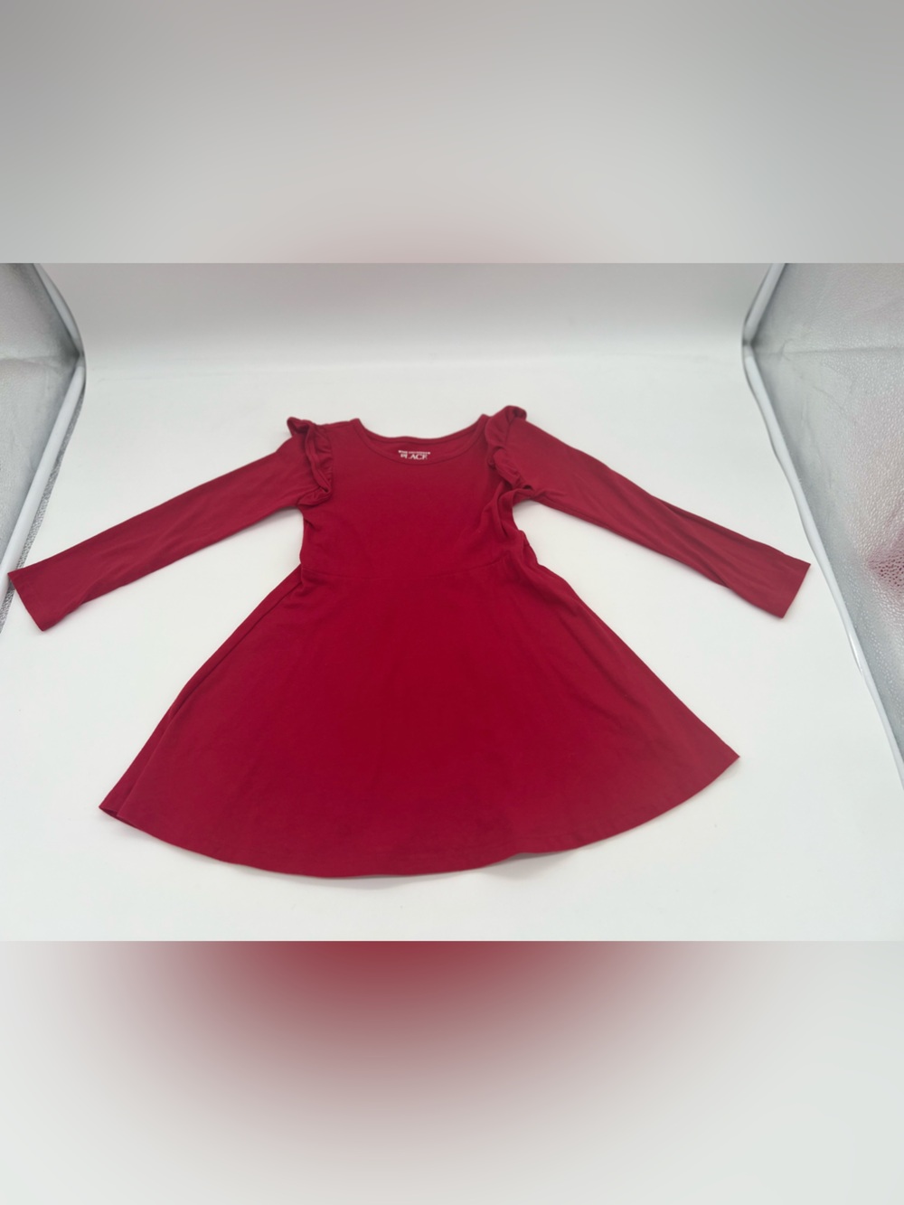 The Childrens Place Girl Red Long Sleeve Cotton Dress 3T